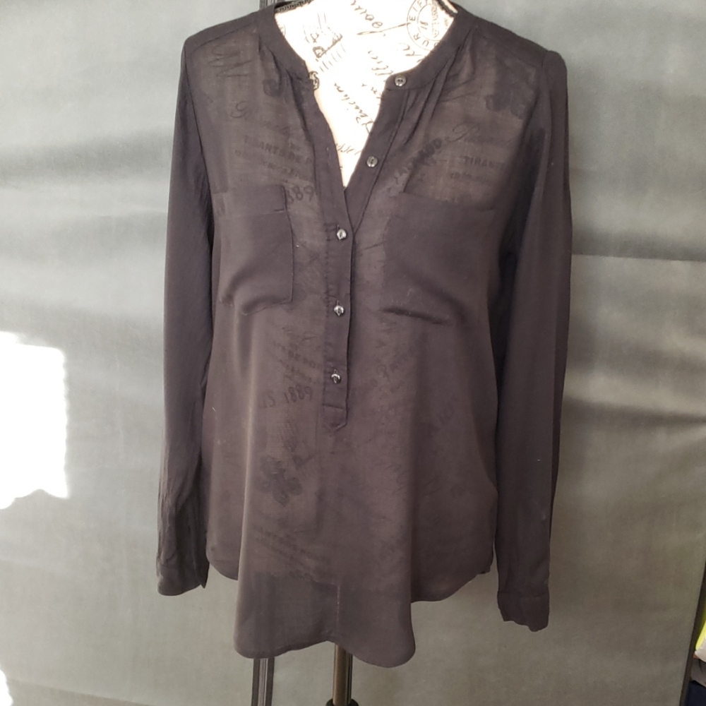 Lucky Brand sheer long sleeve top